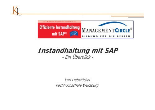 Instandhaltung mit SAP - Karl LiebstÃ¼ckel