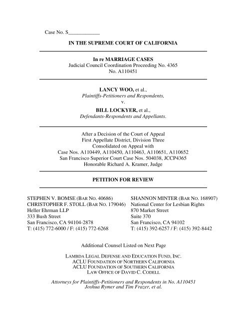 Petition for Review - California Courts - State of California