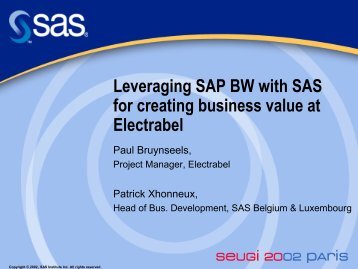 Leveraging SAP BW with SAS for creating business value at Electrabel