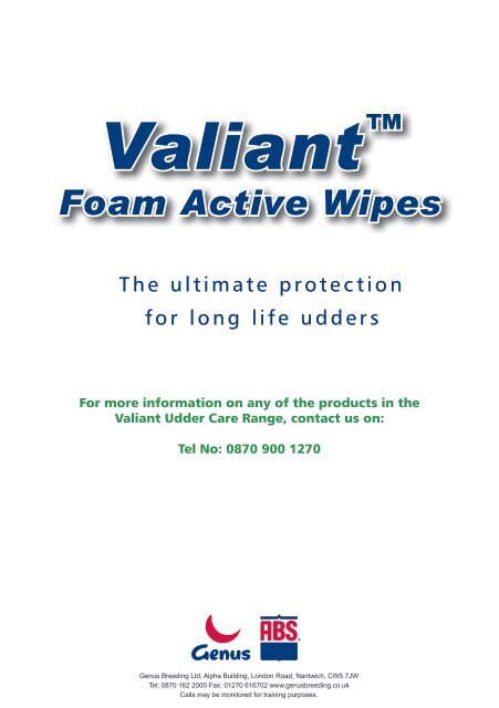 Valiant Foam-Active Wipes - Genus UK website