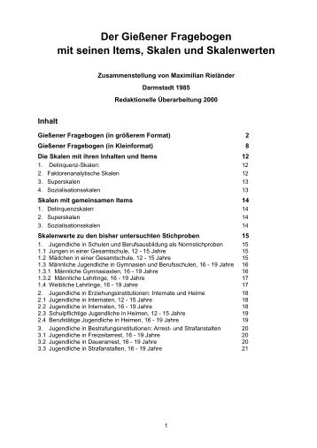 Giessener Fragebogen - Psychologische Praxis Maximilian RielÃ¤nder