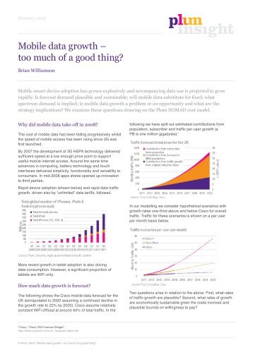 Mobile data growth â too much of a good thing? - Plum Consulting