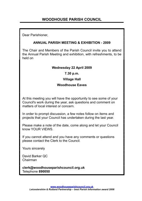 Annual Report 2008-09 - Woodhouse Parish Council