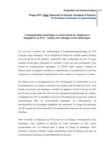 Communication numérique et construction de compétences ...