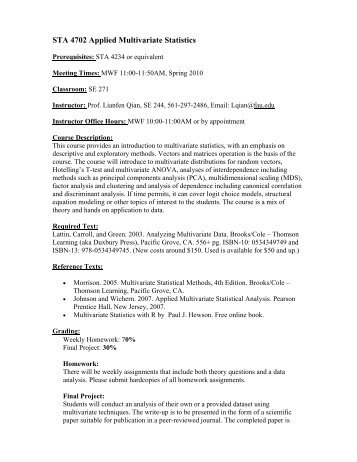 STA 4702-001 Applied Multivariate Statistics