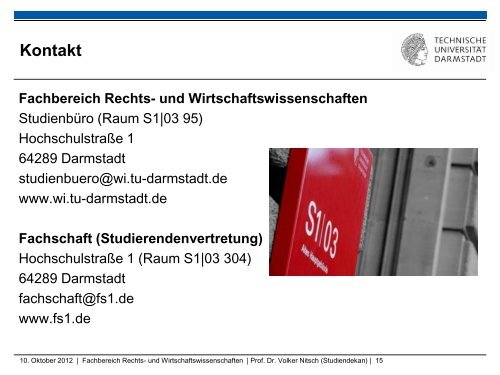 10 CP - Fachbereich Rechts- und Wirtschaftswissenschaften