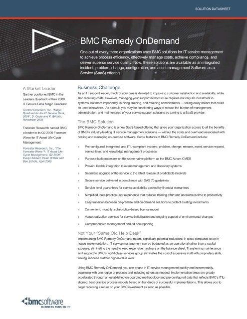 BMC Remedy OnDemand - RightStar