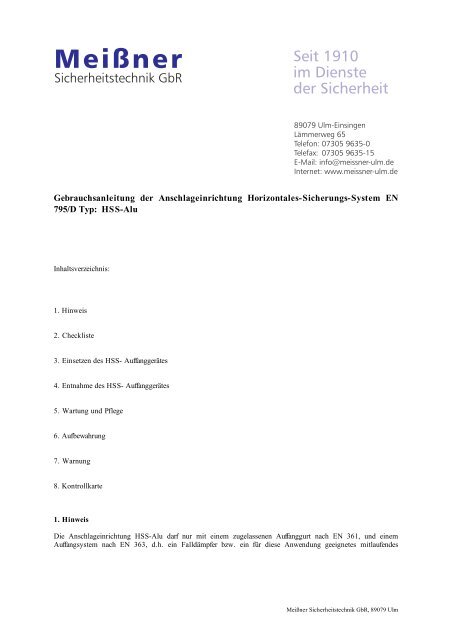 Gebrauchsanleitung_HSS_795_ALU - Meissner Sicherheitstechnik