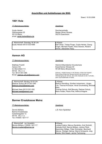 Anschriften und Aufstellungen - RTTV Kreis Mainz