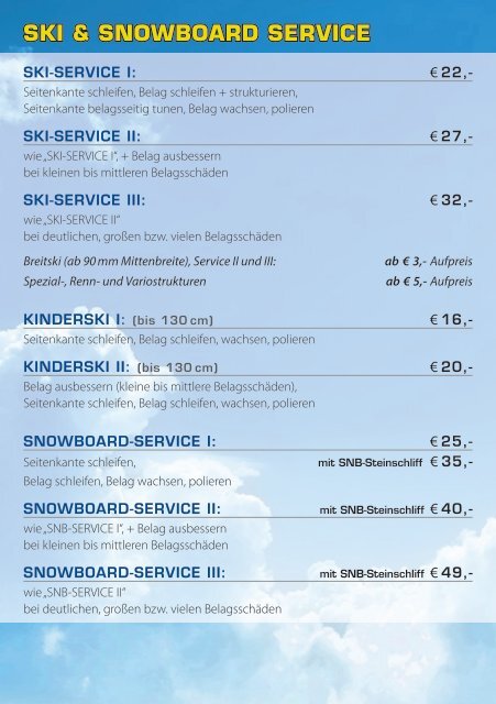 service-preisliste - 2D Sport