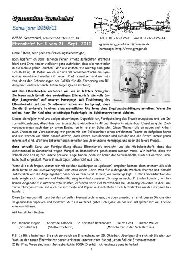 1. Elternrundbrief-2010-Sept - Gymnasium Geretsried