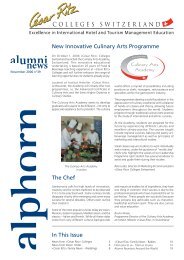 New Innovative Culinary Arts Programme In ... - César Ritz Colleges