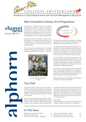 New Innovative Culinary Arts Programme In ... - César Ritz Colleges