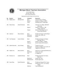 Junior Finals Repertoire, 2012 - Michigan Music Teachers Association
