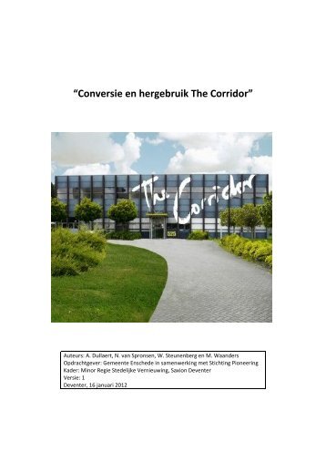 âConversie en hergebruik The Corridorâ - Stichting Pioneering