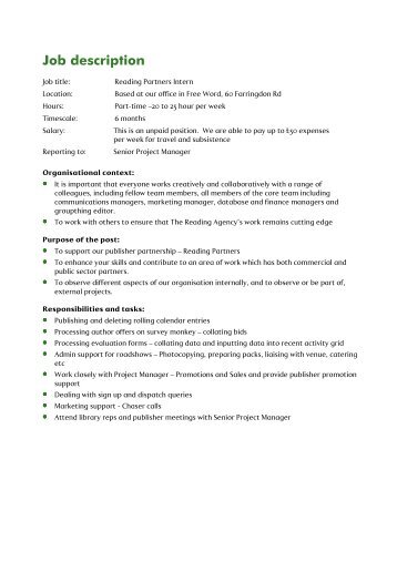 Job description - Reading Agency