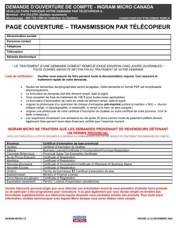 page couverture â transmission par tÃ©lÃ©copieur - Ingram Micro