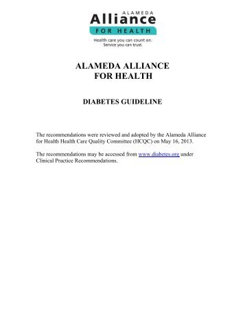 Diabetes Clinical Guidelines - Alameda Alliance for Health