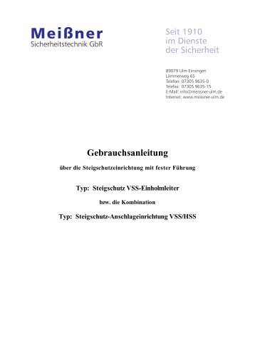 Gebrauchsanleitung - Meissner Sicherheitstechnik