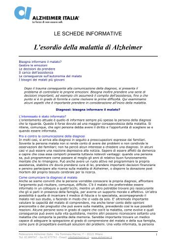 L'esordio della malattia di Alzheimer - Alzheimer Italia