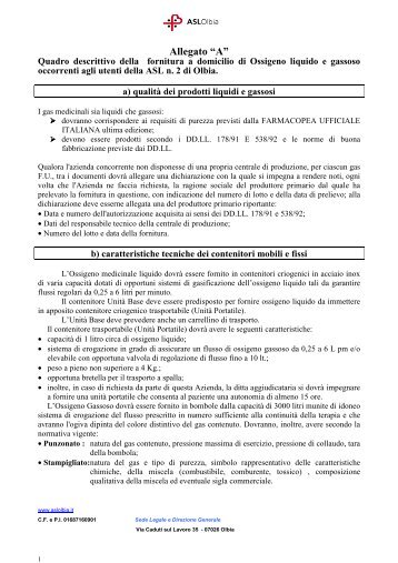 Allegato A - Descrizione della fornitura - Asl Olbia