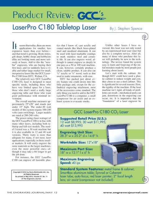 Product Review: GCC's LaserPro C180 Tabletop Laser...