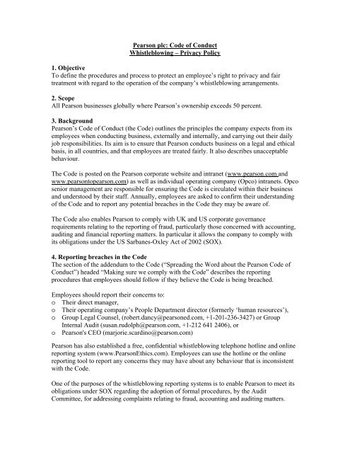 Whistleblowing â Privacy Policy - EthicsPoint