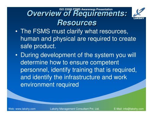HACCP ISO 22000 awareness presentation - Lakshy