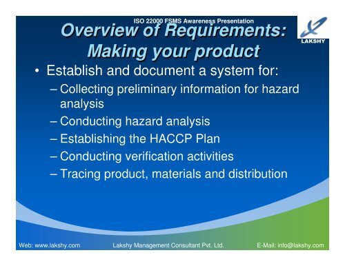 HACCP ISO 22000 awareness presentation - Lakshy