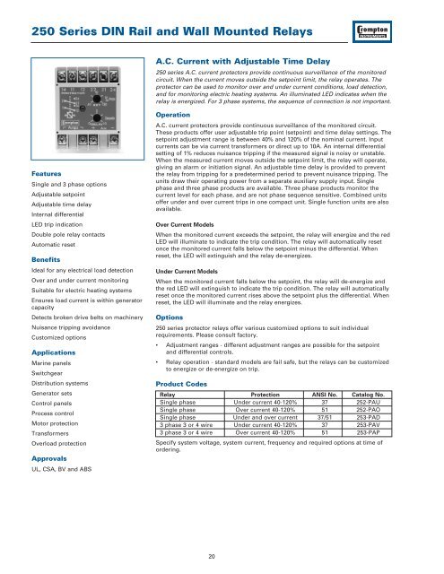 250 Series DIN Rail and Wall Mounted Relays - Crompton Western ...