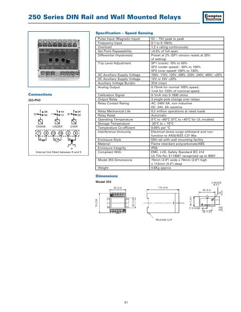 250 Series DIN Rail and Wall Mounted Relays - Crompton Western ...