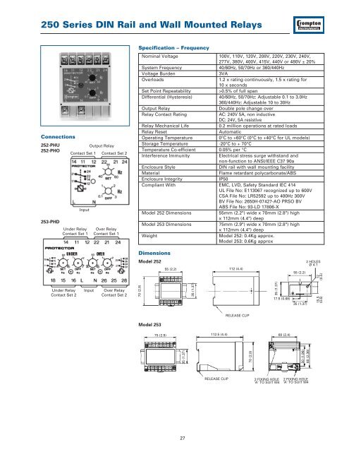 250 Series DIN Rail and Wall Mounted Relays - Crompton Western ...