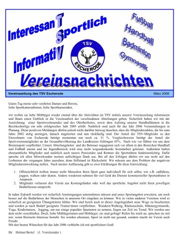 TSV Zeitung 2006 (als pdf-file) - von TSV Escherode