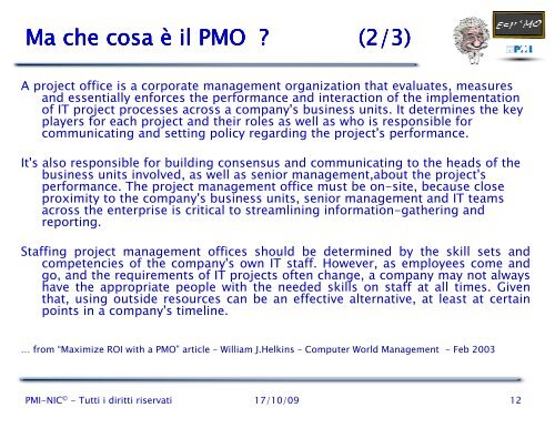 Giustificare il PMO - PMI-NIC