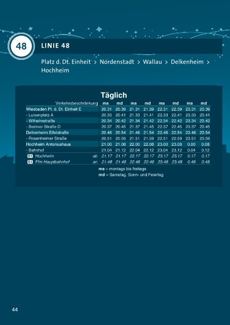 Spät- und Nightliner-Fahrplan Wiesbaden 2012