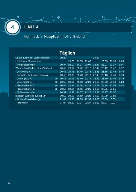 Spät- und Nightliner-Fahrplan Wiesbaden 2012