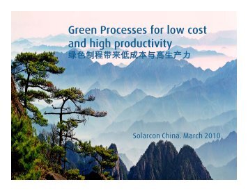 Green Processes for low cost and high productivity - Linde Gas