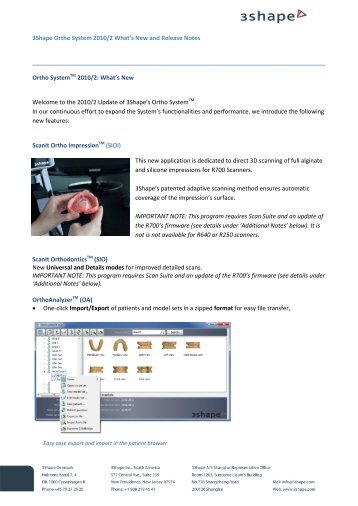 3Shape Ortho System 2010/2 What's New and ... - Support - 3Shape