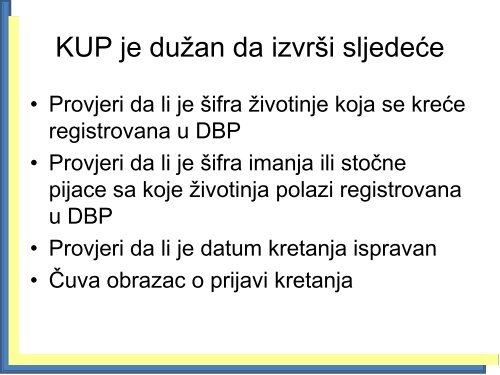 Kontrolni sustav za zdravlje Å¾ivotinja - Kancelarija za veterinarstvo