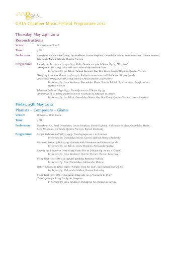 GAIA Chamber Music Festival Programme 2012 - Gaia Festival