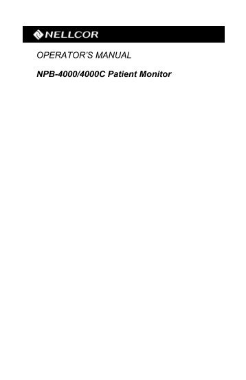 OPERATOR'S MANUAL NPB-4000/4000C Patient Monitor