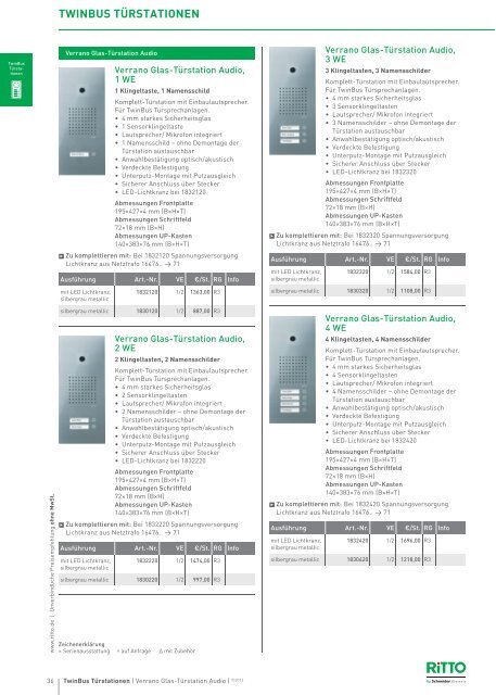 Ritto Bildpreisliste 2011/2012 Download