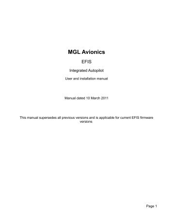 Integrated autopilot manual - MGL Avionics