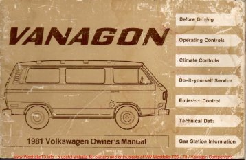 Download 1981 VW Westfalia T3 Vanagon Full Owners Manual ...