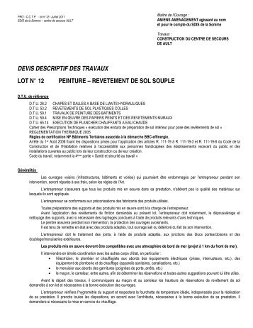 devis descriptif des travaux lot nÂ° 12 peinture â revetement de sol ...