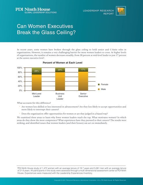 Can Women Executives Break The Glass Ceiling Pdi Ninth House