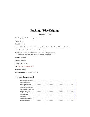 Package 'DiceKriging' - open source solution for an Internet free ...