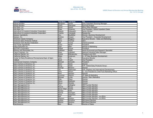 View Current Registration List - US Dairy Export Council