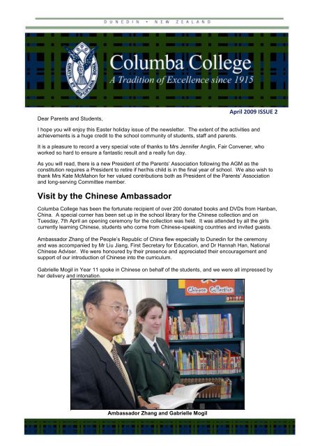 Visit by the Chinese Ambassador - Columba College