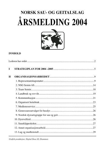 ÅRSMELDING 2004 - Norsk Sau og Geit